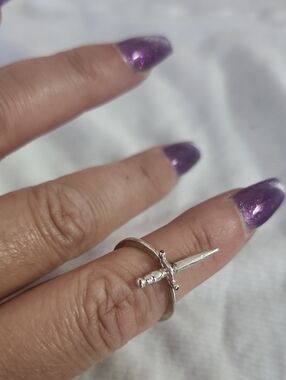 Vintage Purple & Silver Dagger Ring - Vintage
